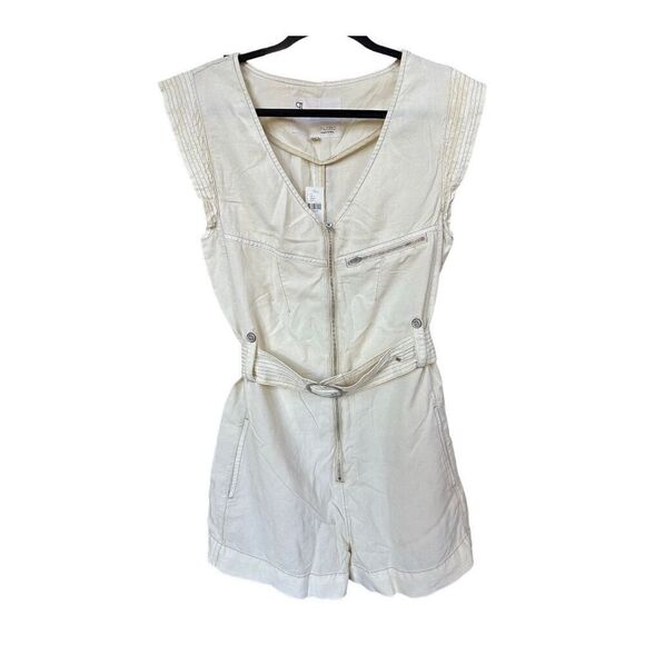 Anthropologie Pilcro Belted V-Neck Romper Neutral Size S - Picture 2 of 12